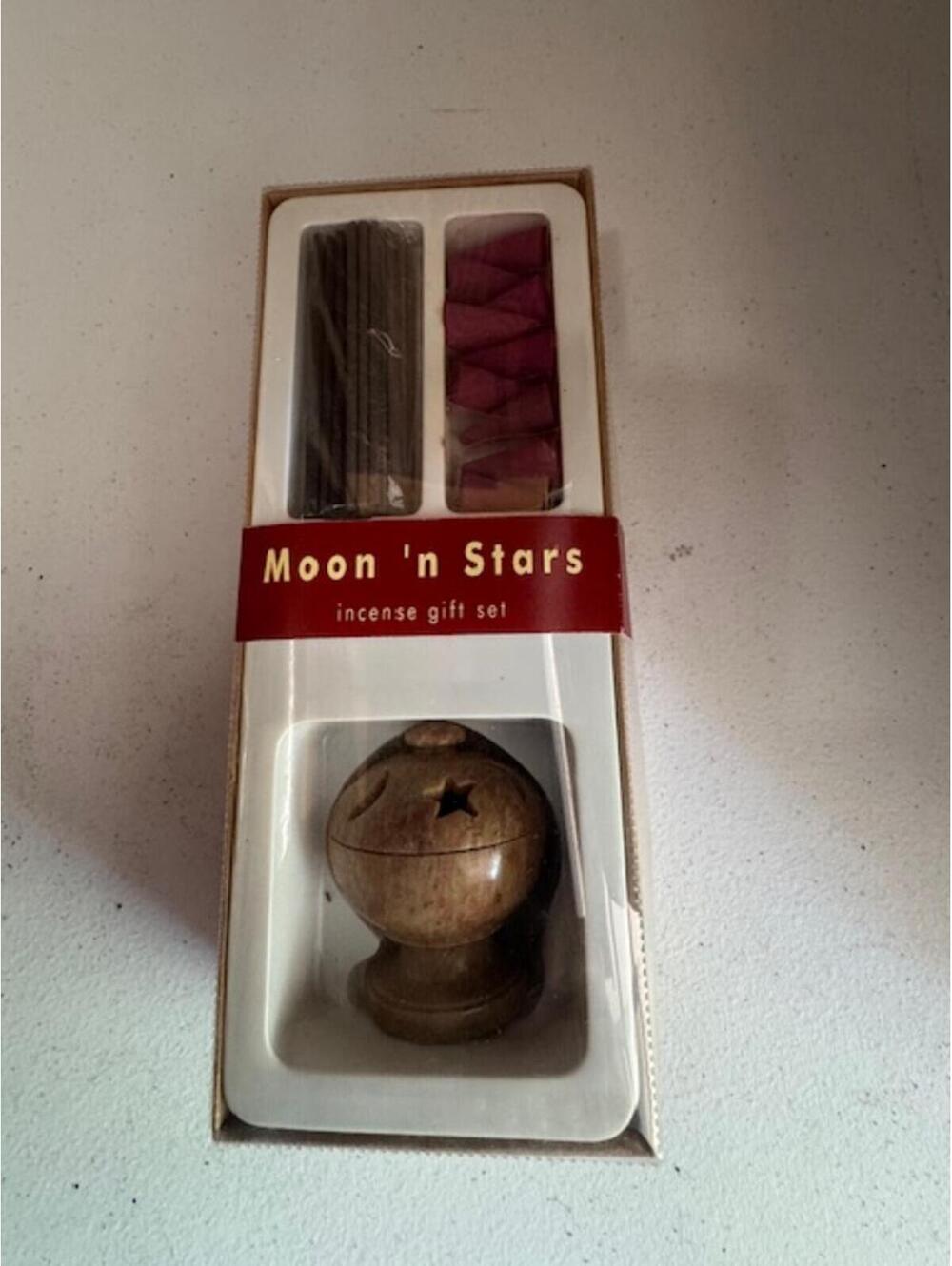 Moon 'n Stars Incense Gift Set with Wooden Incense Holder